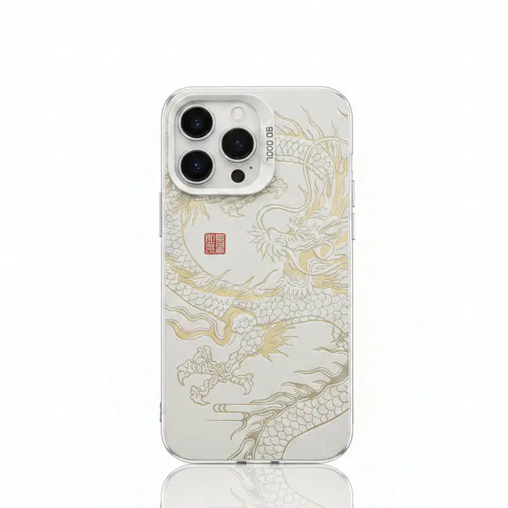 Luxury Dragon Embossed iPhone Cases - GlowNestTechWhiteiPhone 17 Pro MaxLuxury Dragon Embossed iPhone Cases
