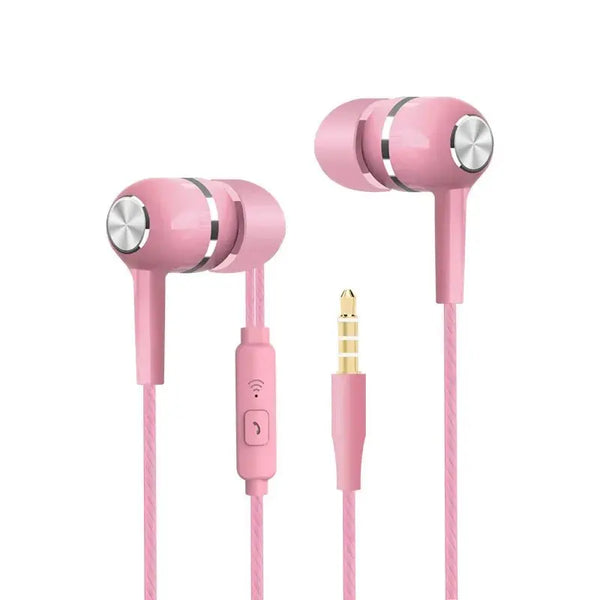 Wired Earphone Super Bass Earbud with Microphone - GlowNestTechPinkWired Earphone Super Bass Earbud with Microphone