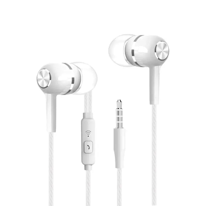 Wired Earphone Super Bass Earbud with Microphone - GlowNestTechWhiteWired Earphone Super Bass Earbud with Microphone