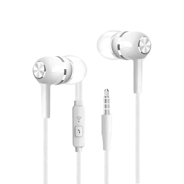 Wired Earphone Super Bass Earbud with Microphone - GlowNestTechWhiteWired Earphone Super Bass Earbud with Microphone